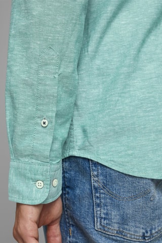 Chemise slim en lin - Vert d'eau