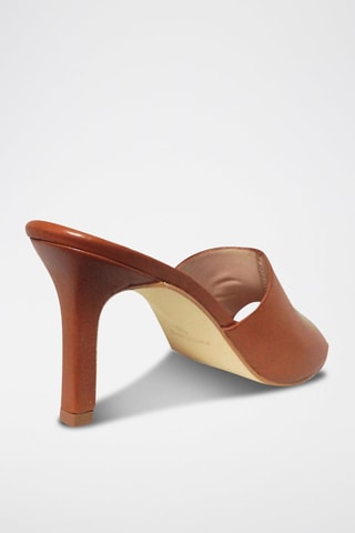 Leren Muiltjes met Hak Carina - Bruin
