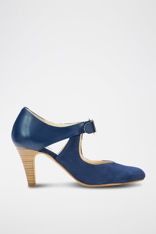 Babies à talons en cuir Nina - Bleu