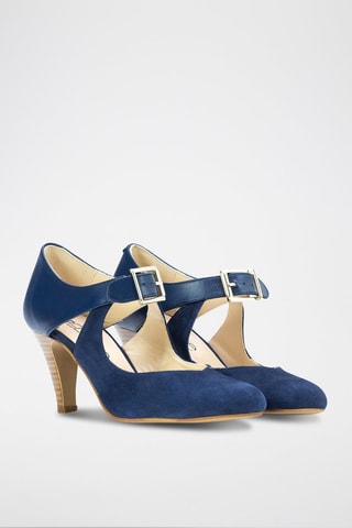 Babies à talons en cuir Nina - Bleu