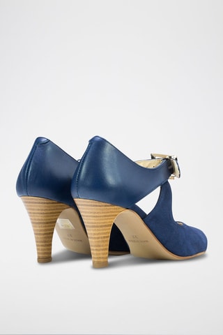 Babies à talons en cuir Nina - Bleu