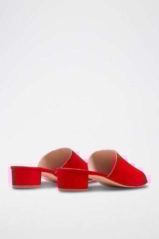 Nubuck Muiltjes met Hak - Rood