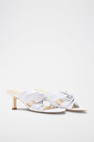 Leren Muiltjes met Hak Kate - Wit