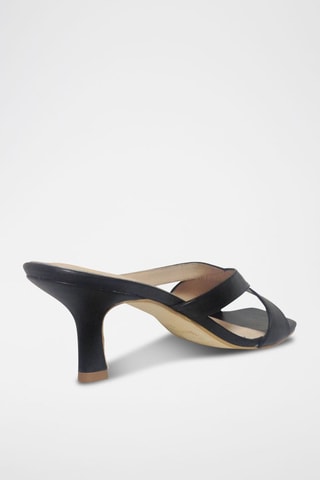 Leren Muiltjes met Hak Barbara - Zwart