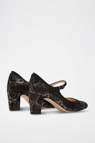 Babies à talons en nubuck Gabrielle - Noir, argenté et gris