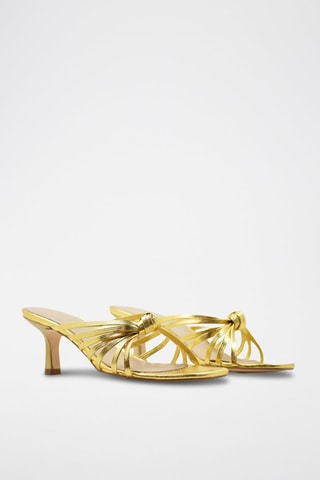 Leren Muiltjes met Hak Mercedes - Goudkleurig