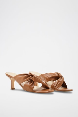 Leren Muiltjes met Hak Kate - Bruin