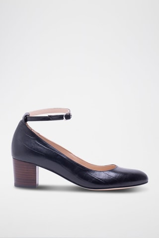 Babies à talons en cuir Valentina - Noir