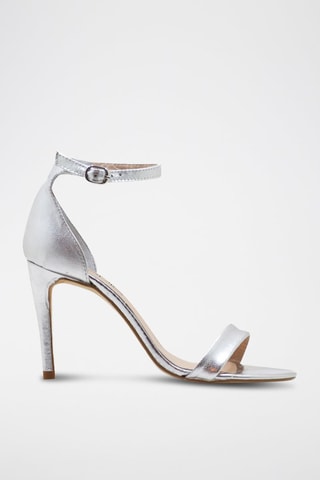 Leren Sandalen met Hak Virginia - Zilverkleurig