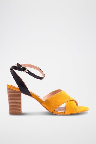 Leren Sandalen met Hak - Geel