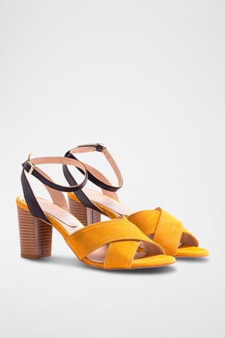 Leren Sandalen met Hak - Geel