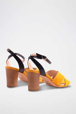 Leren Sandalen met Hak - Geel