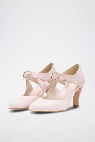 Babies à talons en nubuck et cuir - Rose