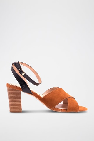 Leren Sandalen met Hak - Bruin