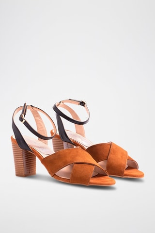 Leren Sandalen met Hak - Bruin