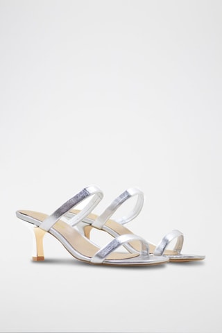 Leren Sandalen met Hak Mila - Zilverkleurig