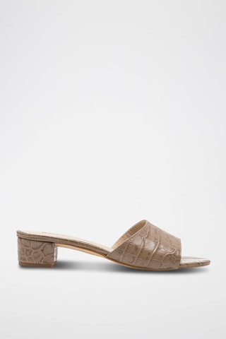 Leren Muiltjes met Hak - Beige