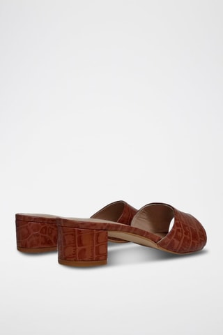 Leren Muiltjes met Hak Coco - Bruin