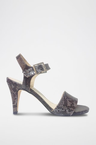 Leren Sandalen met Hak Gloria - Grijs