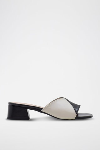 Leren Muiltjes met Hak Glendale - Wit en zwart