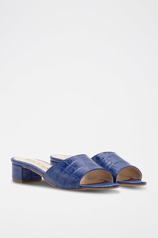 Leren Muiltjes met Hak - Blauw