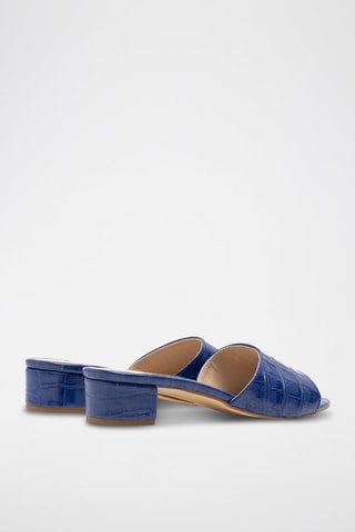 Leren Muiltjes met Hak - Blauw