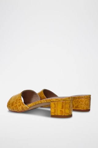 Leren Muiltjes met Hak Coco - Geel