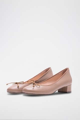 Leren Ballerina's met Hak - Roze