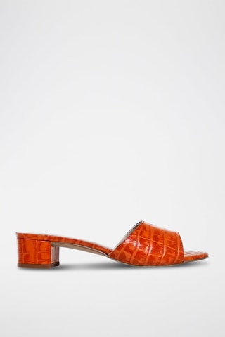 Leren Muiltjes met Hak Coco - Oranje