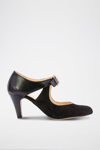 Babies à talons en cuir Nina - Noir