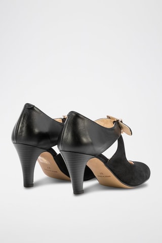 Babies à talons en cuir Nina - Noir