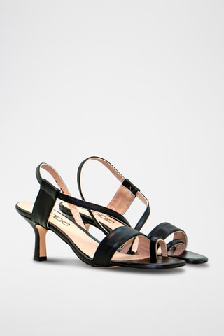 Sandales à talons en cuir nappa - Noir