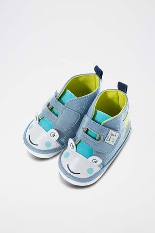 Chaussons à oreilles en jean Bleu clair et turquoise