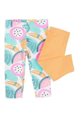 2 leggings Turquoise et saumon