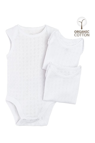 3 bodys en coton biologique Blanc