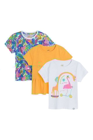 3 t-shirts - Blanc, turquoise et moutarde