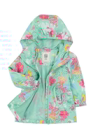 Parka à capuche - Vert d’eau et fuchsia