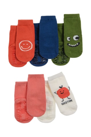 5 paires de chaussettes antidérapantes - Rouge et bleu marine