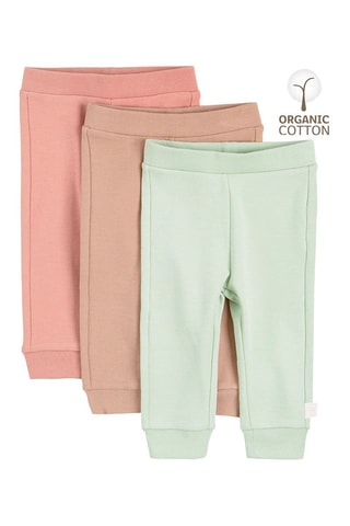 3 joggings en coton biologique - Rose, saumon et vert d’eau
