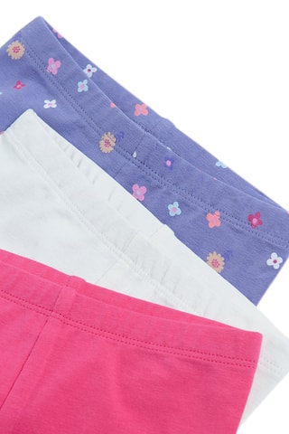 3 leggings - Indigo, blanc et fuchsia