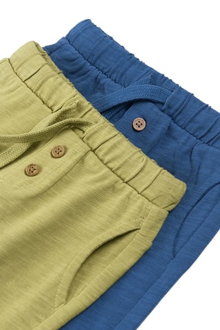 2 pantalons Vert olive chiné et bleu cobalt chiné