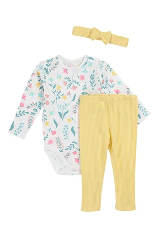 Ensemble 3 pièces en coton biologique Blanc et jaune