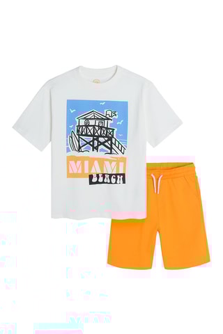 T-shirt et bermuda Blanc et orange