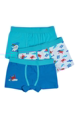 3 boxers Bleu cobalt, blanc et turquoise