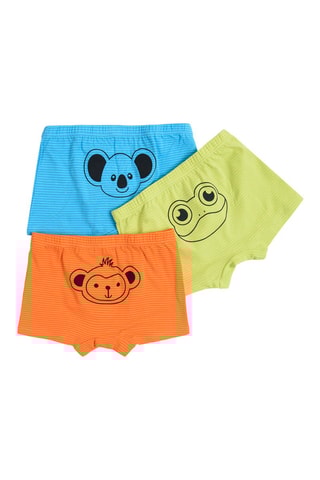 3 boxers Orange, vert clair et turquoise