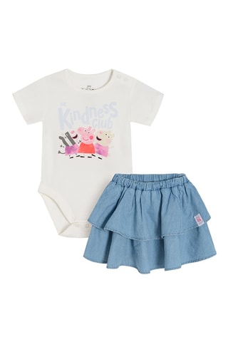 Body et jupe en jean Peppa Pig Blanc et bleu marine