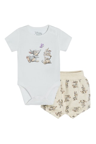 Body et short Ms. Bunny et Panpan Bambi Disney Blanc et beige