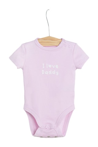 3 bodys Vert clair, mauve et rose