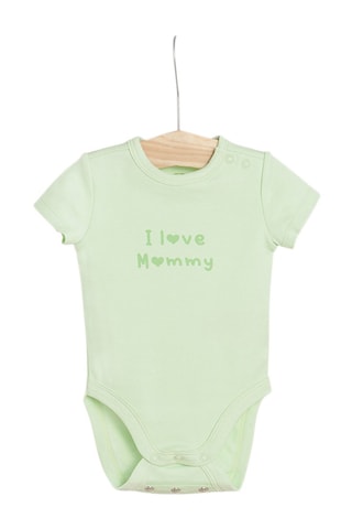 3 bodys Vert clair, mauve et rose