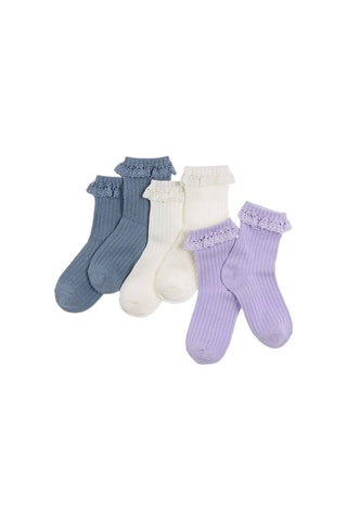 3 paires de chaussettes Gris foncé, écru et violet